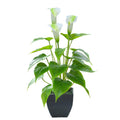 Artificial Flower Calla Lily Faux Small Potted Plant with Black Pot Fake Bonsai Flower for Home, Office, Indoor and Outdoor Occa