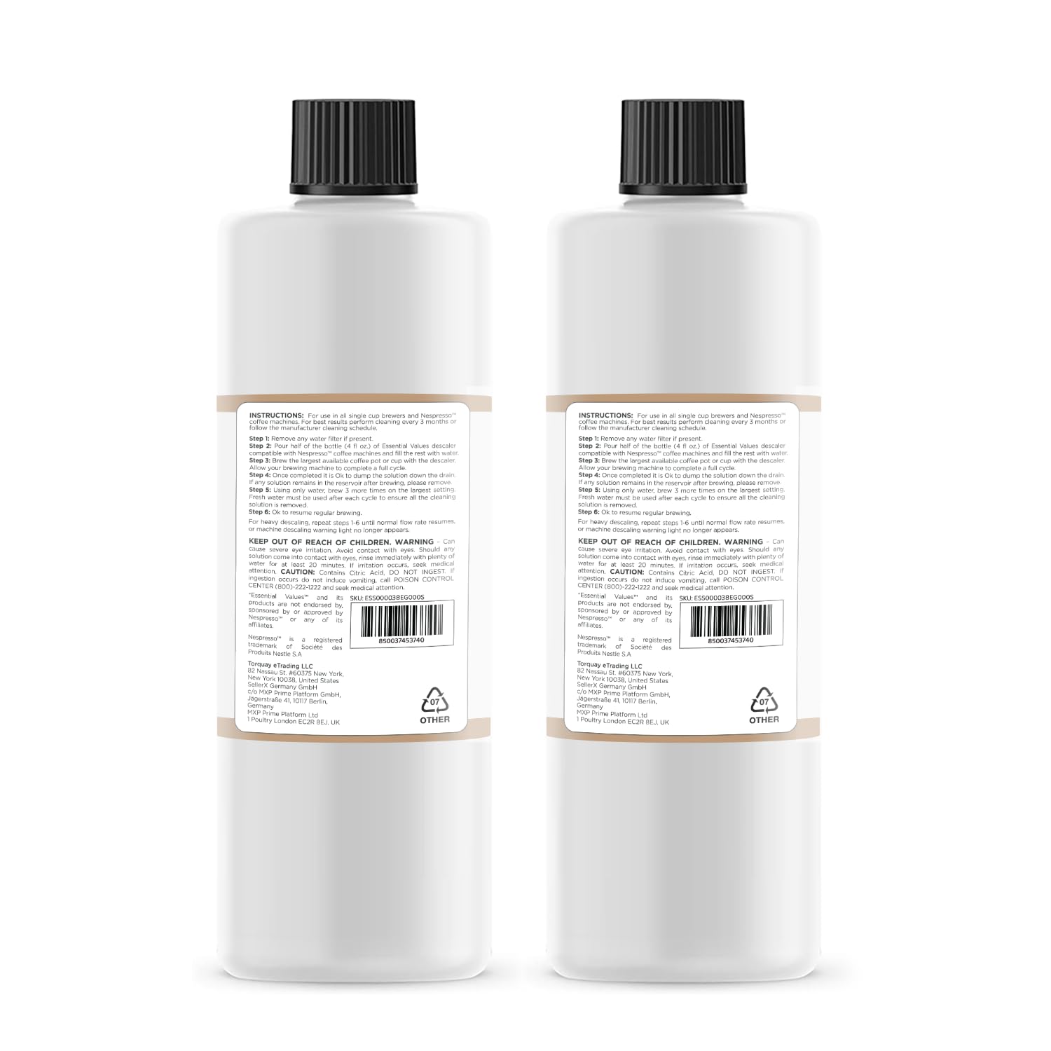 Essential Values Descaling Solution Compatible With Nespresso - Coffee Pot Cleaner And Descaler - Liquid Specially Formulated To