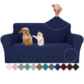 Jiviner Stretch Loveseat Slipcovers 1 Piece Love Seat Sofa Cover Spandex 2 Seater Couch Covers Universal Furniture Protector With Elastic Bottom (Navy Blue, Loveseat)