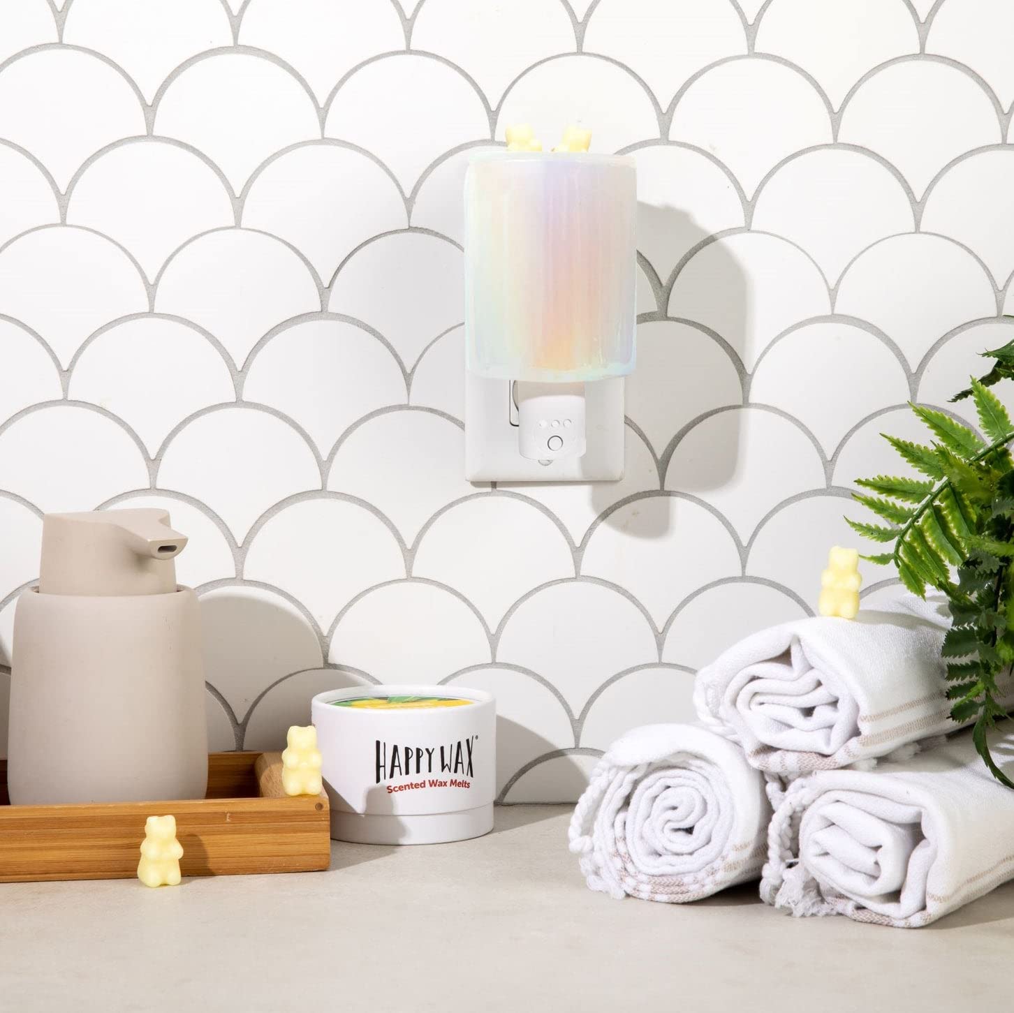 Happy Wax Iridescent Pink Outlet Timer Warmer For Scented Wax - Compact Ceramic Wall Plug In Wax Melt Warmer W/Timer - Wax Melte