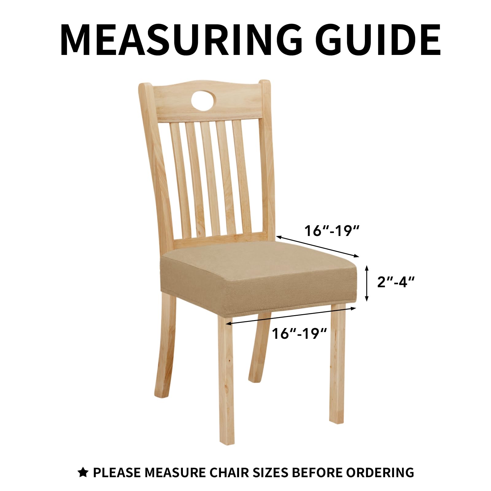 Easy-Going 100% Waterproof Seat Covers For Dining Room Chairs Set Of 4, Stretch Chair Seat Slipcovers Protector Removable And Washable Kitchen Dining Chair Covers, Khaki