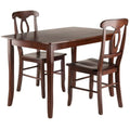 Ergode Elegant 3-Piece Shaye Dining Table Set | Solid Wood | Walnut Finish | 2 Slat Back Chairs | Contemporary Design | Easy Assembly (94358VV) (94358-VV) (94398-VV)