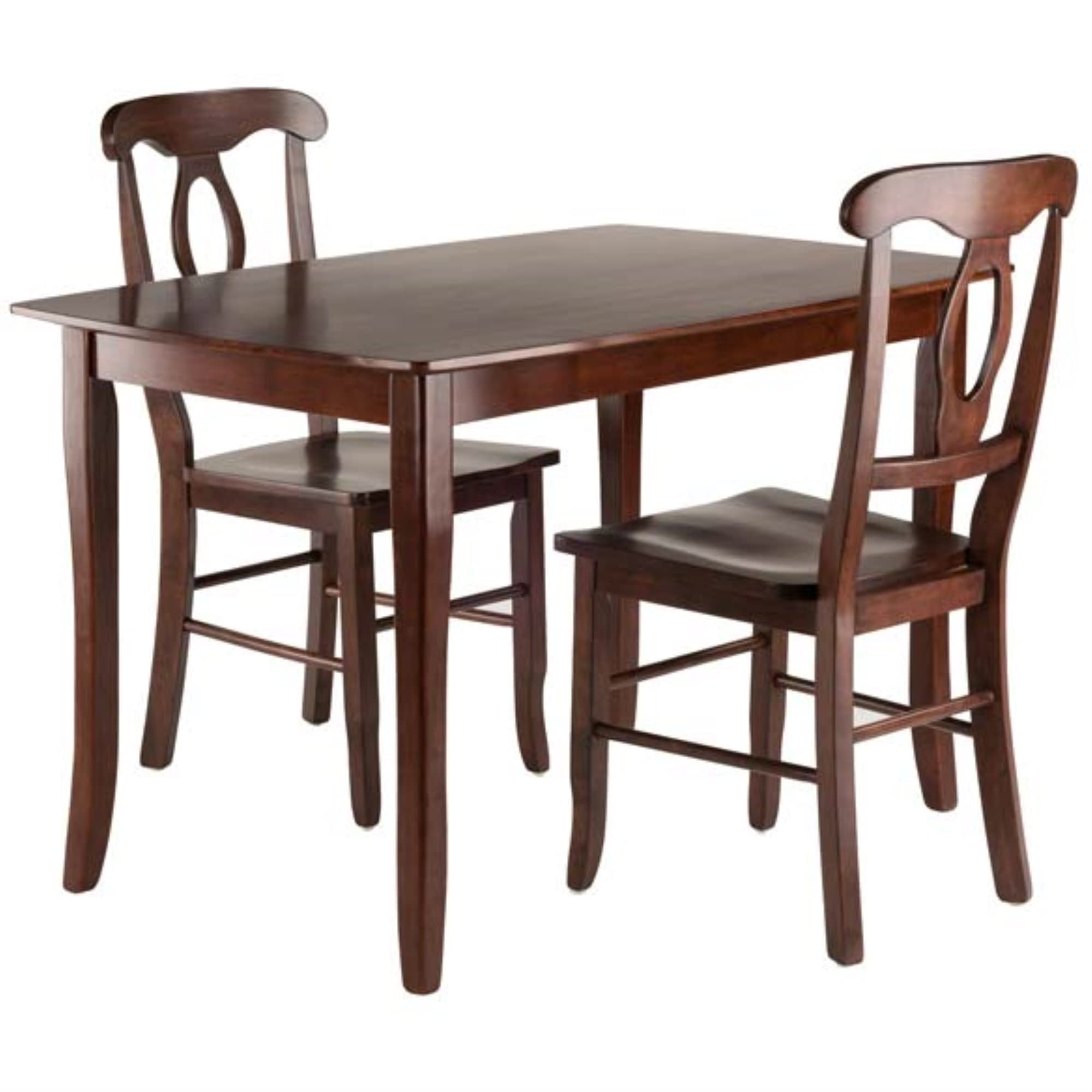 Ergode Elegant 3-Piece Shaye Dining Table Set | Solid Wood | Walnut Finish | 2 Slat Back Chairs | Contemporary Design | Easy Assembly (94358VV) (94358-VV) (94398-VV)