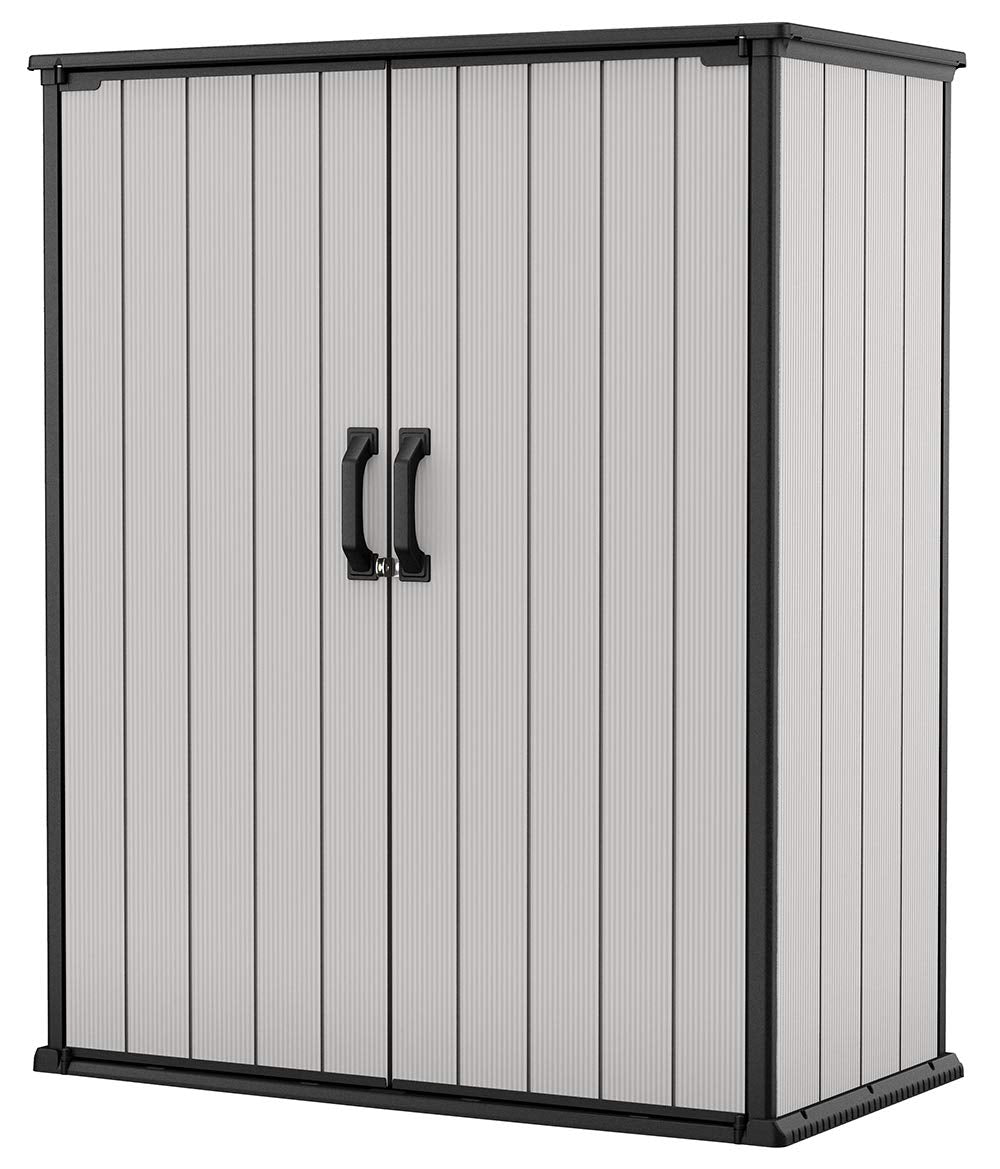 Keter Premier Tall 4.6 X 5.6 Ft. Resin Outdoor Storage Shed With Shelving Brackets For Patio Furniture, Pool Accessories, And Bi