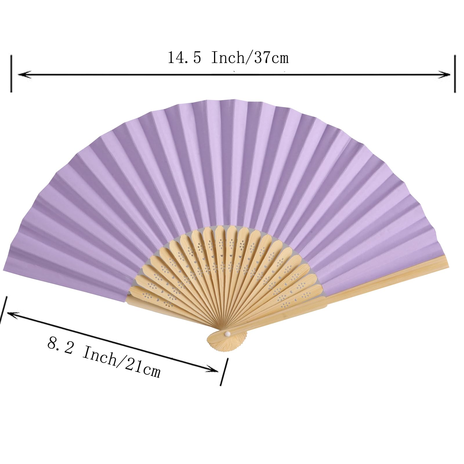 SL crafts 50pcs Light Purple Paper Hand Fans with Organza Bags - Bamboo Folding Fans for DIY Wedding Party Favors