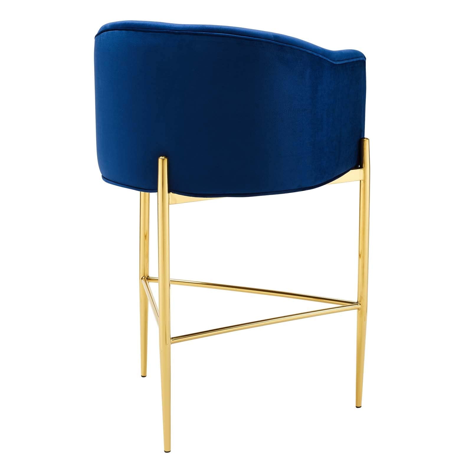 Modway Savour Tufted Performance Velvet Bar Stool, Navy
