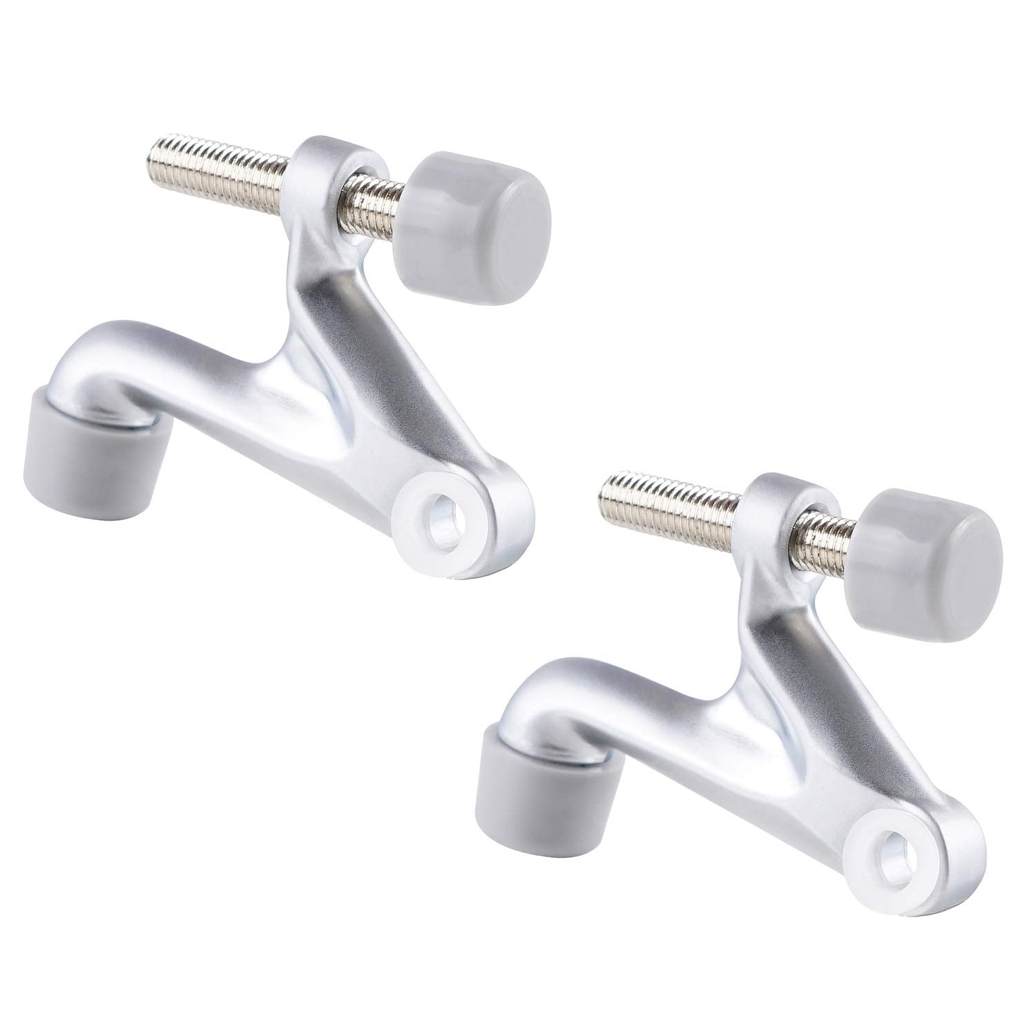 Midofar Triumph Hardware 2 Pack Hinge Pin Door Stopper,Adjustable Heavy Duty Door Stopper 2-3/8'X15/16   ,Dull Chrome,Gray Rubb