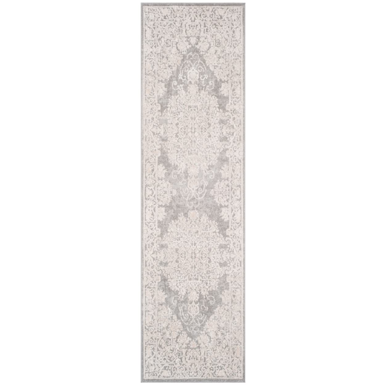 SAFAVIEH Reflection Collection Runner Rug - 2'3'' x 14', Light Grey & Cream, Vintage Distressed Design, Non-Shedding & Easy Care
