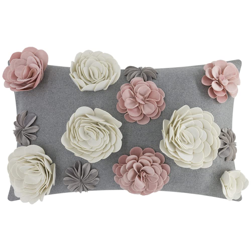 Kingrose 3D Flower Throw Pillow Cover Handmade Pillowcase Decorative Cushion Cover Bed Sofa Couch Living Room 12 X 20 Inches Col