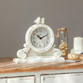 NIKKY HOME Vintage Mantel Table Clock with 2 Birds, Silent Non-Ticking Battery Operated Desk Shelf Rustic Wooden Clock for Livin