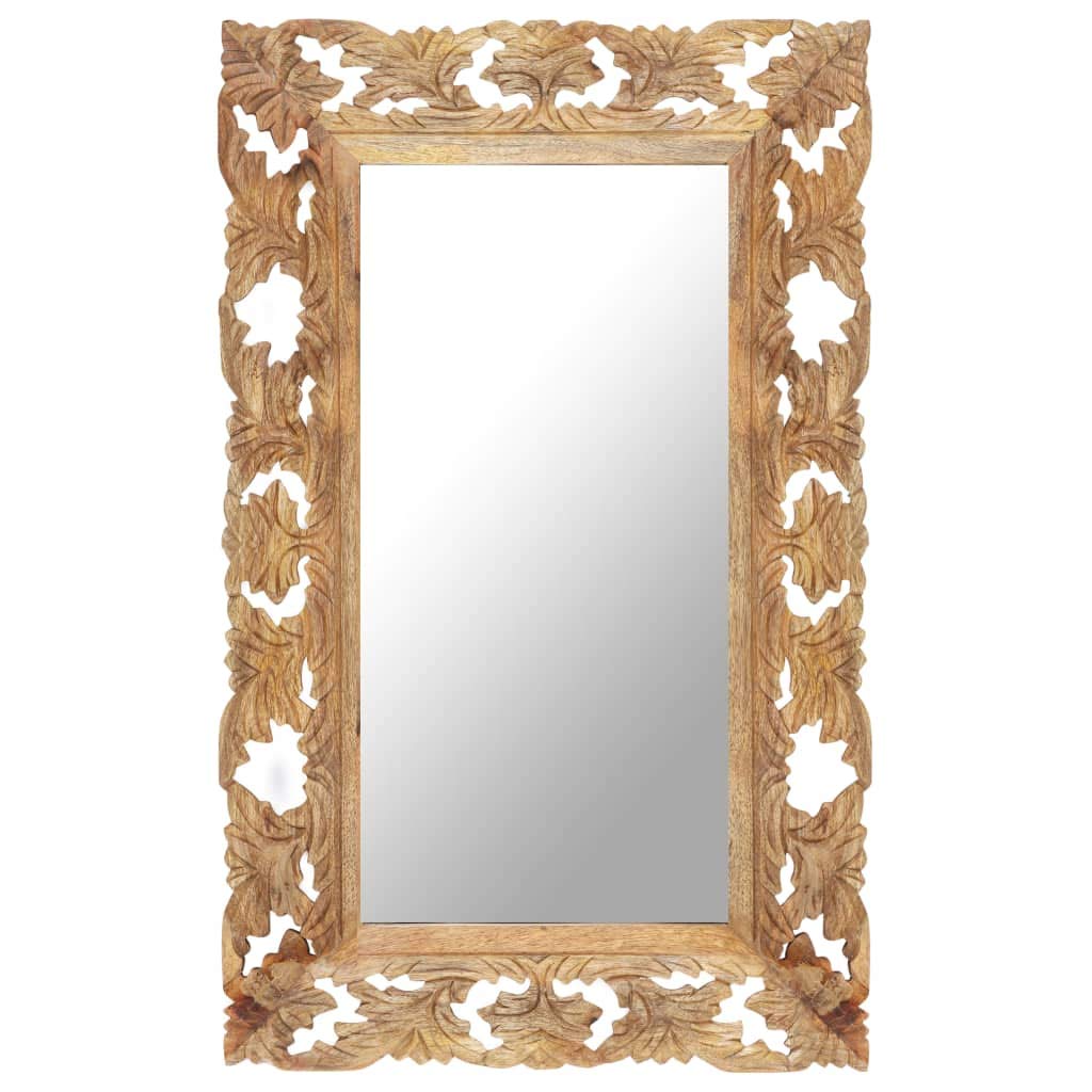 vidaXL Hand Carved Mirror Brown 31.5&quot;x19.7&quot; Solid Mango Wood