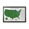 Push Pin Travel Maps Customizable Wall Art - Top Golf Courses USA Map - Rustic Black - Personalized Framed Pin Map, Includes 150