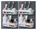 SHOPITECH 4 Pc Bathroom Set Round Corner Kitchen Bathroom Shelf SelfAdhesive Sticker Hooks Multipurpose Bathroom Storage Rack B