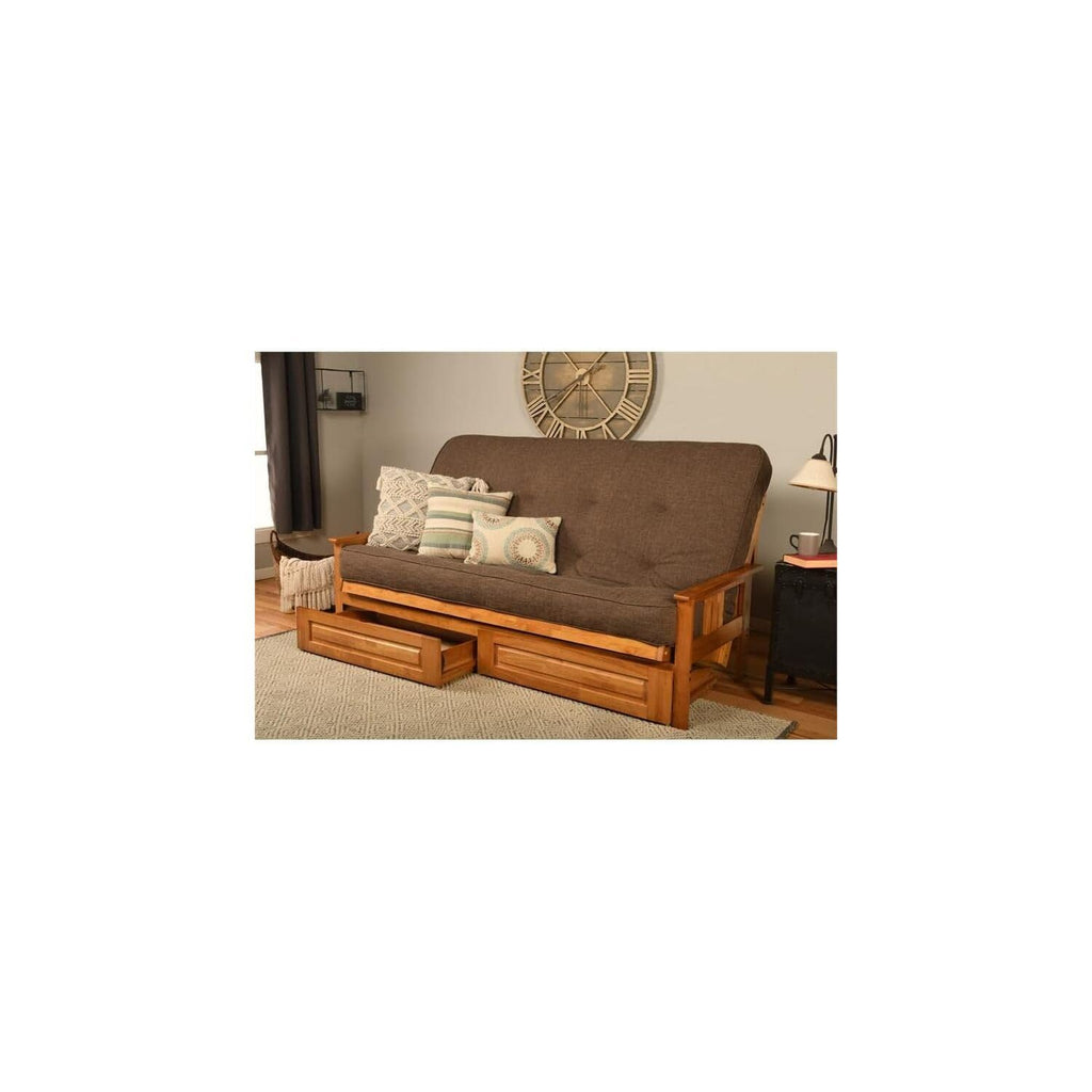 Kodiak Furniture Monterey Queen Butternut Wood Storage Futon-Cocoa Mattress