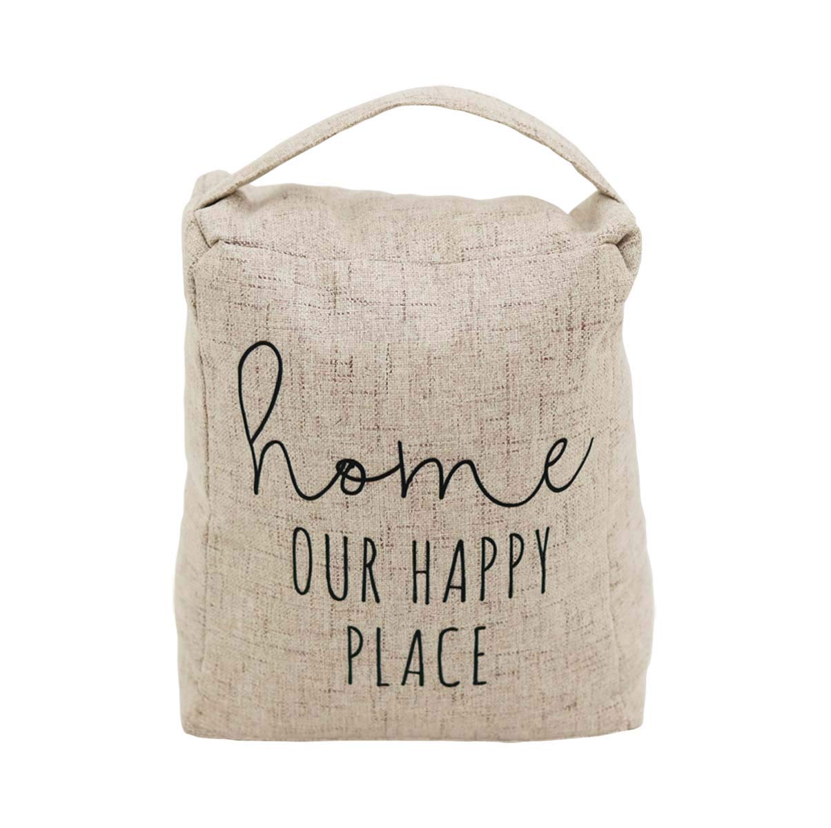 Home Our Happy Place Door Stop With Handle|Decorative Weighted Fabric Door Stopper For Bedroom, Living Room, Exterior Doors