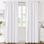 H.Versailtex White Curtains Thermal Insulated Window Treatment Panels Room Darkening Privacy Assured Drapes For Living Room Back Tab/Rod Pocket Bedroom Draperies, 42 X 84 Inch, 2 Panels