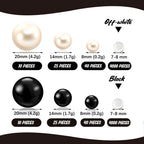 Black White Floating Pearls | 150Pcs Black White Pearls Bead For Centerpieces Vases, Black White No Hole Beads | 8/14/20 Mm Floa