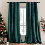 MIULEE Dark Green Velvet Blackout Curtains 52x96 Inch, Soft Grommet Top Thermal Soundproof Drapes for Living Room & Bedroom, 2 Panels