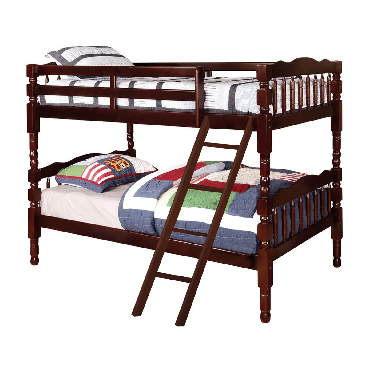 Better Home Products Charlotte Twin Over Twin Solid Wood Bunk Bed In Tobacco