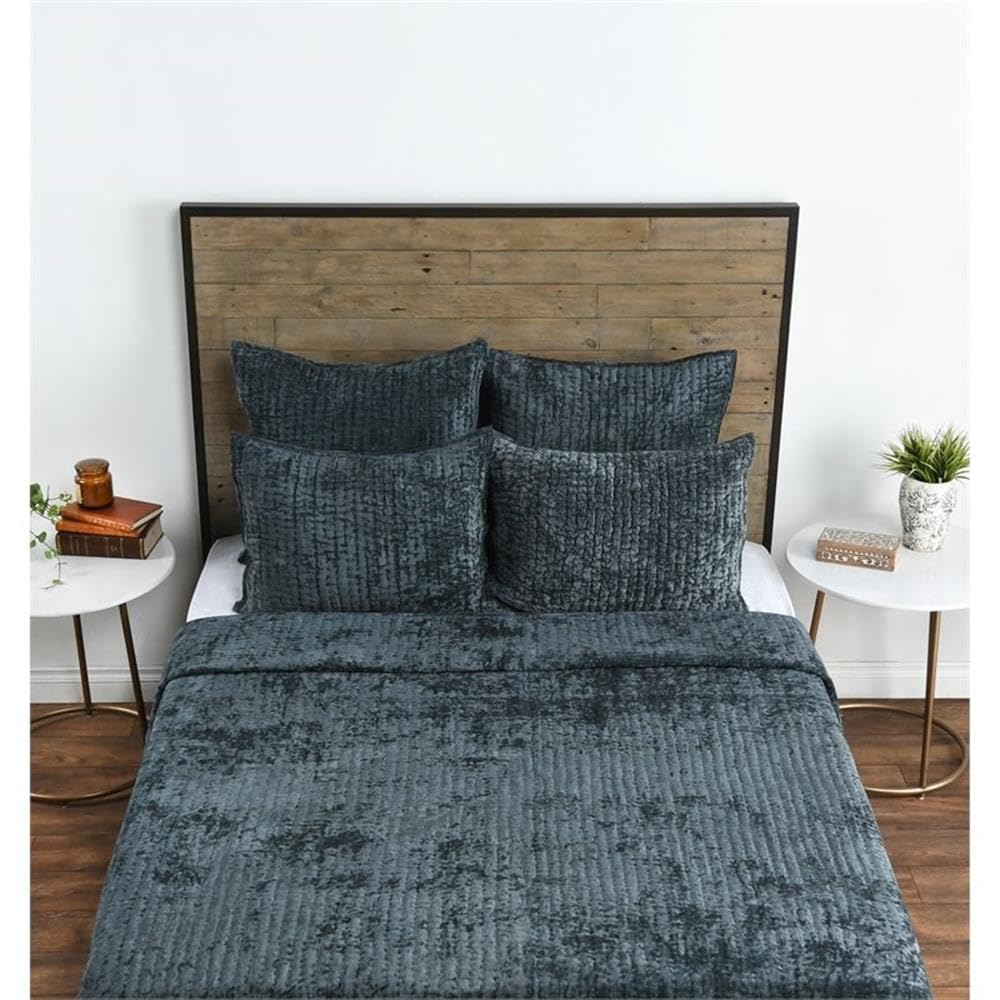 Kosas Home Dimitry 20X26 Velvet And Solid Cotton Standard Sham In Bay Green