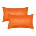 Brawarm Faux Leather Pillow Covers 12 X 20 Inches, Orange Leather Pillow Covers Pack Of 2, Crocodile Leather Decorative Lumbar T