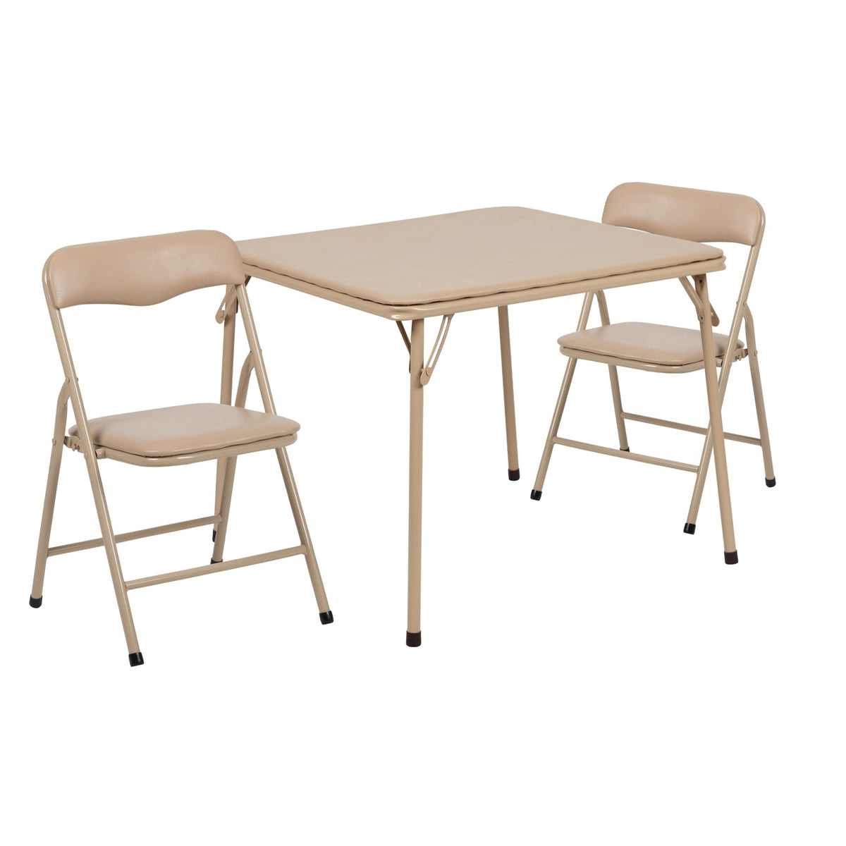 Flash Furniture Mindy Kids 3-Piece Folding Square Table And Chairs Set For Daycare And Classrooms, Children'S Activity Table And Chairs Set, Tan