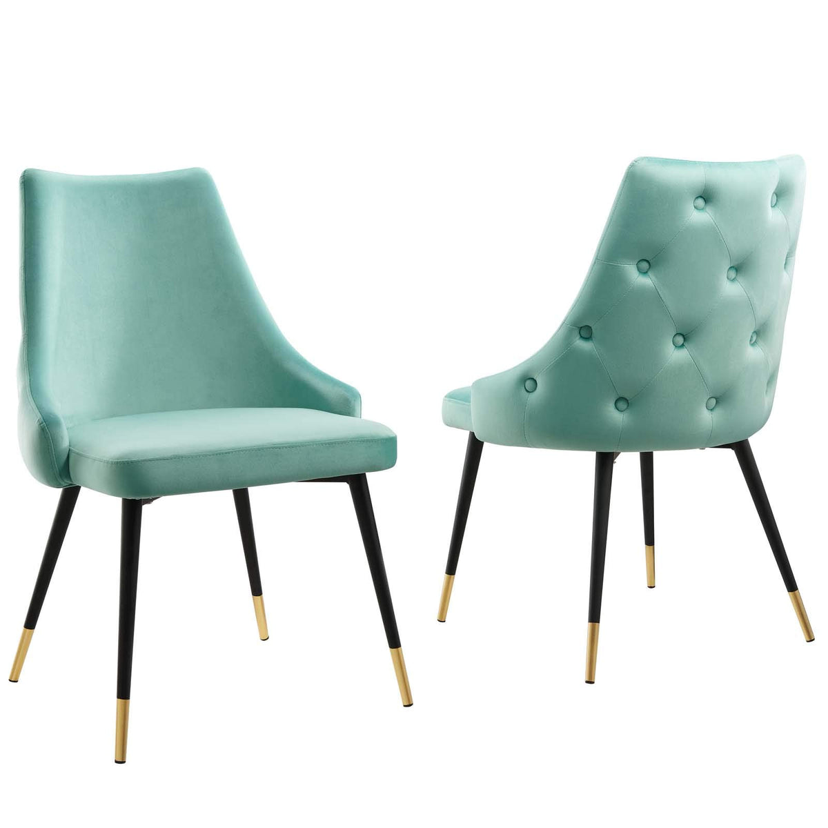 Modway Adorn Tufted Performance Velvet Accent, Dining Side Chair - Set Of 2, Mint