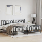 vidaXL Metal King Bed Frame - Black 76x79.9 with Headboard & Footboard, Steel Construction, Underbed Storage Space, Bedroom Furniture