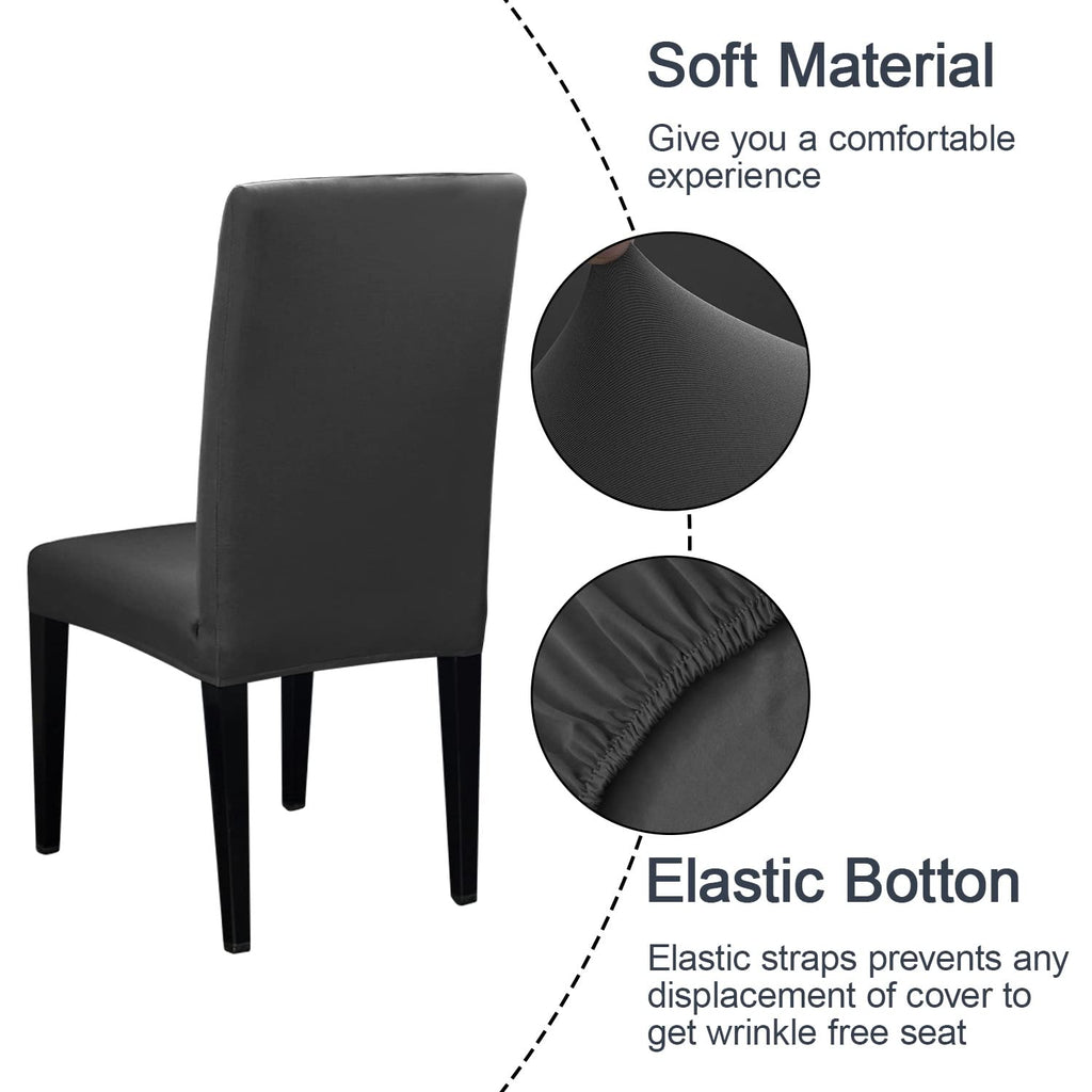 Jqinhome 6 Pcs Dining Chair Slipcover,High Stretch Removable Washable Chair Seat Protector Cover For Home Party Hotel Wedding Ceremony (Grey)