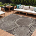 10' X 14' Chocolate And Beige Faux Bois Washable Indoor Outdoor Area Rug