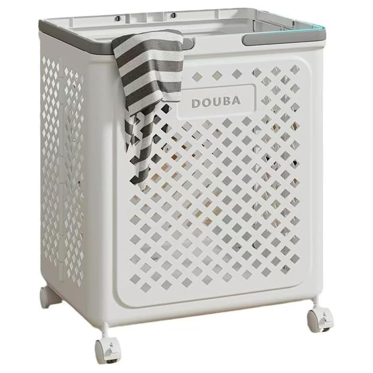 Foldable Plastic Laundry Basket with Wheels 46L