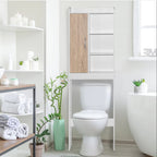 Woodpeckers Furniture And Mattress Ace Over The Toilet Storage Rack (White + Natural Oak)