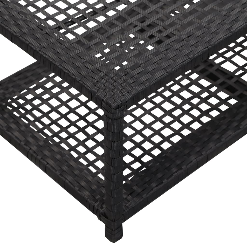 vidaXL Black Poly Rattan Metal Shoe Bench with Organizational Shelf – Robust, Lightweight, and Easy-to-Clean, Offers Ample Space & Comfortably Seats You While Wearing Footwear