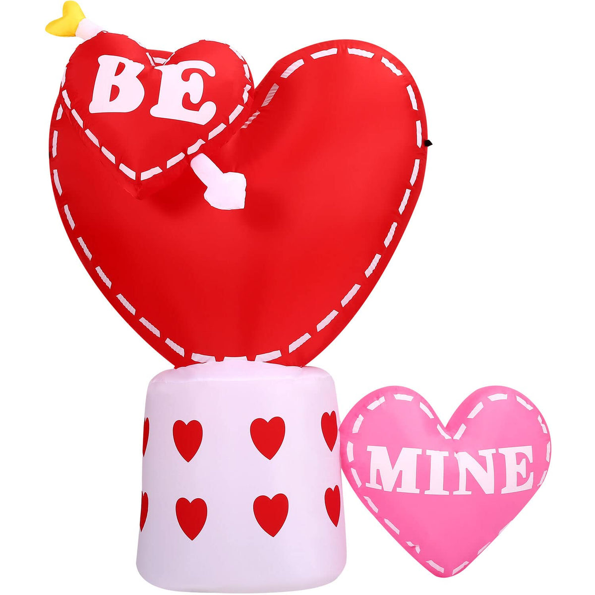 Fraser Hill Farm 6 Ft. Inflatable Valentine'S Day Heart With Arrow And Led Lights | Festive Holiday Blow-Up Decorations | Blower, Ropes, Stakes And Storage Bag Included | Fredheart061-L