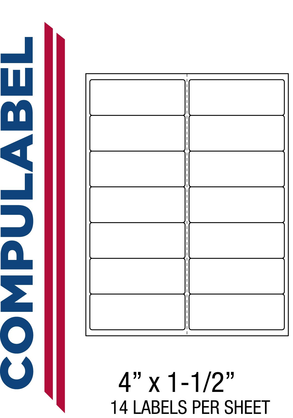 Compulabel 312052 White Address Labels For Laser And Inkjet Printers, 4 X 1 1/2 Inch, Permanent Adhesive, 14 Per Sheet, 100 Shee