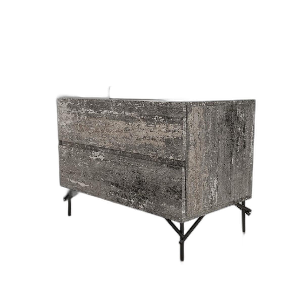 HomeRoots 491590 21 in. Distressed Gray Two Drawer Nightstand