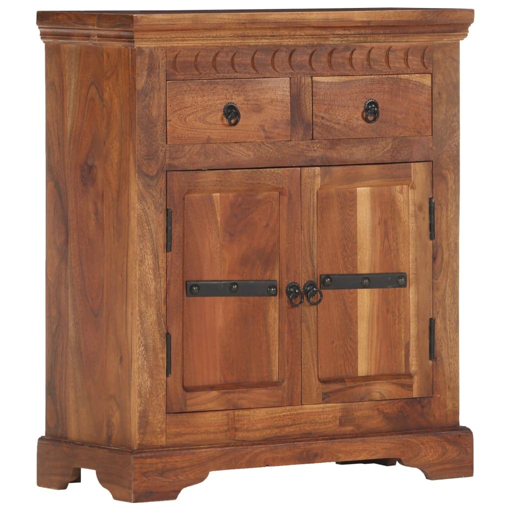 vidaXL Rustic Sideboard - Solid Acacia Wood - Brown - Two Doors and Two Drawers - Farmhouse Style - 24.8&quot;x11.8&quot;x29.5&quot;