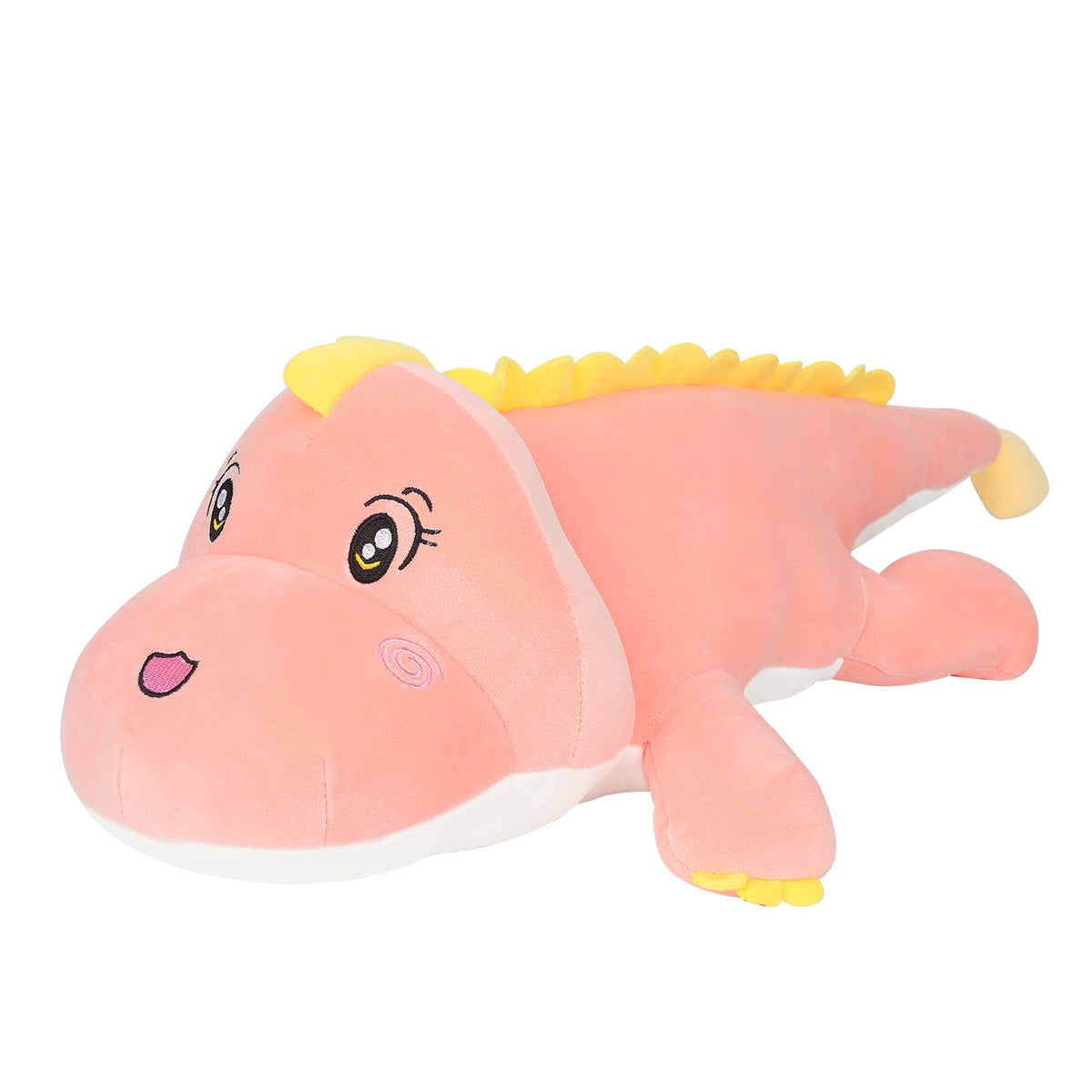 Alayger Dinosaur Plush Pillow, Plush Dinosaur Stuffed Animal Toy Soft Hugging Pillow, 39.3 Inch Cute Pink Dinosaur Plushie
