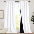 NICETOWN White 100% Truly Blackout Curtains, Rod Pocket Super Heavy-Duty Black Lined Total Darkness Drapes for Hall, Privacy Win