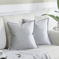 Gigizaza Silver Grey Velvet Decorative Throw Pillow Covers 18X18 Square Couch Sofa Pillow Covers Pack Of 2