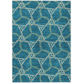 5' X 8' Teal Blue And Beige Geometric Washable Indoor Outdoor Area Rug