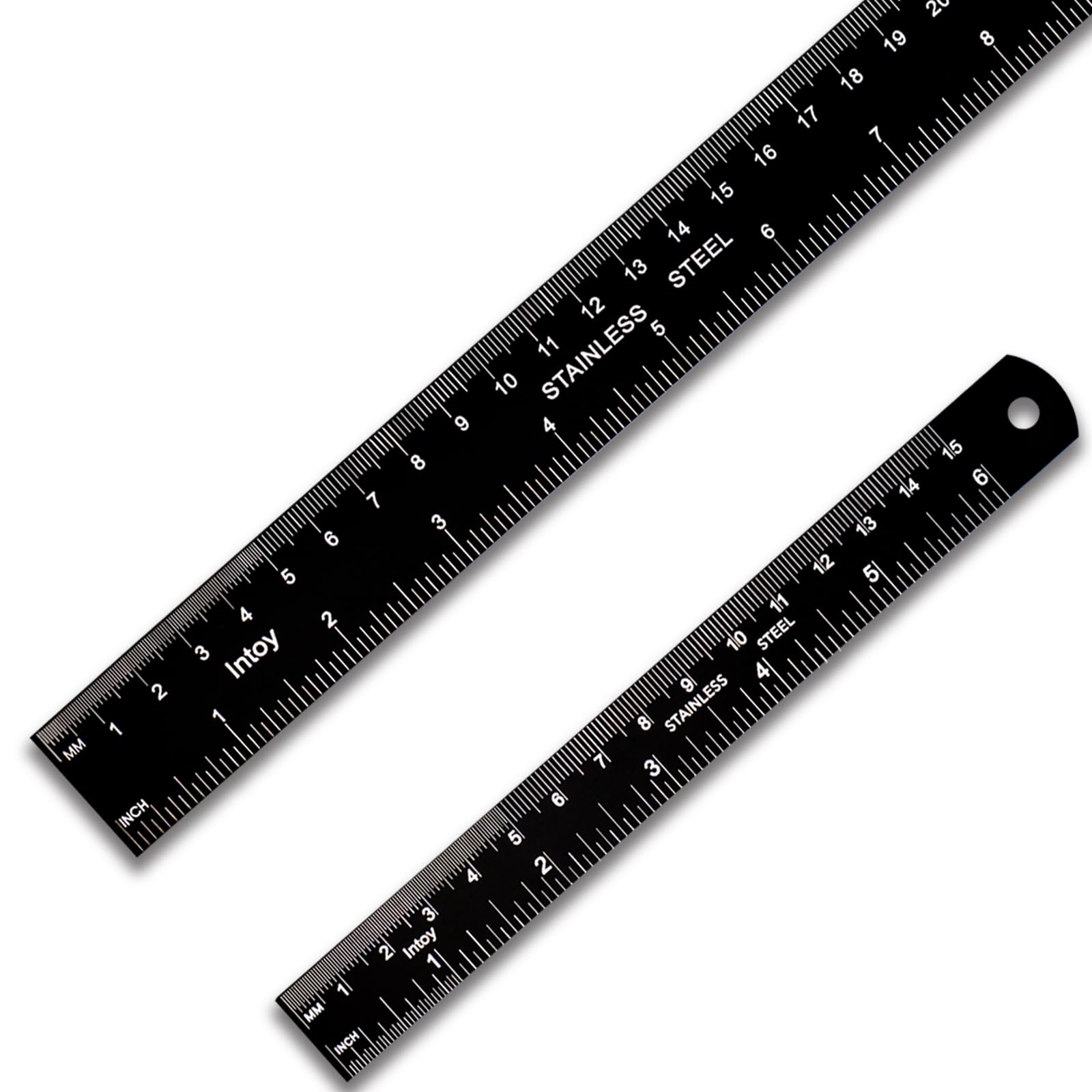 Zotemo Metal Ruler Kit 12 Inch And 6 Inch, Stainless Steel Rulers With Centimeters, Millimeters, Inches And Conversion Table For