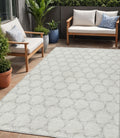 5 X 8 Ivory And Black Geometric Washable Indoor Outdoor Area Rug