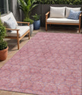 5 X 8 Pink And Purple Geometric Washable Indoor Outdoor Area Rug