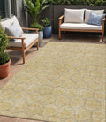 5 X 8 Wheat And Gray Geometric Washable Indoor Outdoor Area Rug