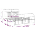 vidaXL Metal Bed Frame - 59.1x78.7 White - Durable Steel Frame with Headboard/Footboard - Extra Storage Space - Mattress Not Included