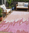 5 X 8 Blush And Pink Abstract Washable Indoor Outdoor Area Rug