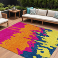 10 X 14 Pink Orange And Blue Abstract Washable Indoor Outdoor Area Rug