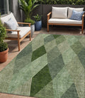 5 X 8 Green Mint Green And Sage Argyle Washable Indoor Outdoor Area Rug