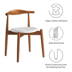 Modway EEI-1080-DWL-WHI Stalwart Mid-Century Modern Wood Frame and Faux Leather Seat, Dining Side Chair, Dark Walnut White